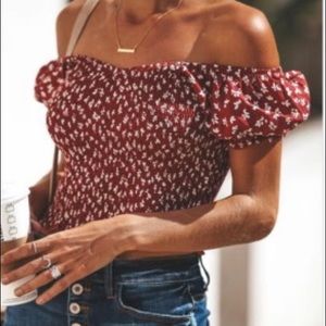 Ruched top with cute floral design